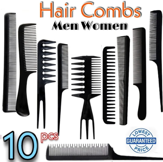 10PCs Professional Salon Hair Comb Set Gentle Vibrant Color Hair Combs - Easy to Style, Hairdressing Combs Set For Women And Men with Comfortable Handle, Durable ABS Plastic, Suitable for All Hair Types, Hair Brush, Hairdressing Comb