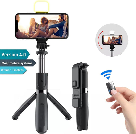 Selfie Stick With Wireless Bluetooth Foldable Mini Tripod Stand Mobile Holder With Fill Shutter Remote Control For IOS Android (Random Color)