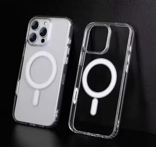 Magsafe Cover For Iphone 11, 12, 13, 14 15 & 16 series Transparent Bumper Jelly Cover