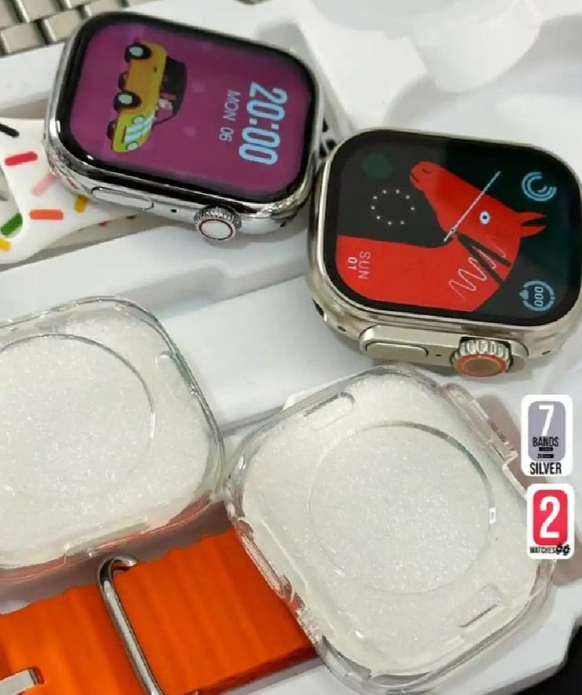 i50 Suit Max 11 in 1 set 2 smart watch Ultra 2 & watch 9 with 7 Different straps and 2 Watch Cover Bluetooth and Touch smart watch