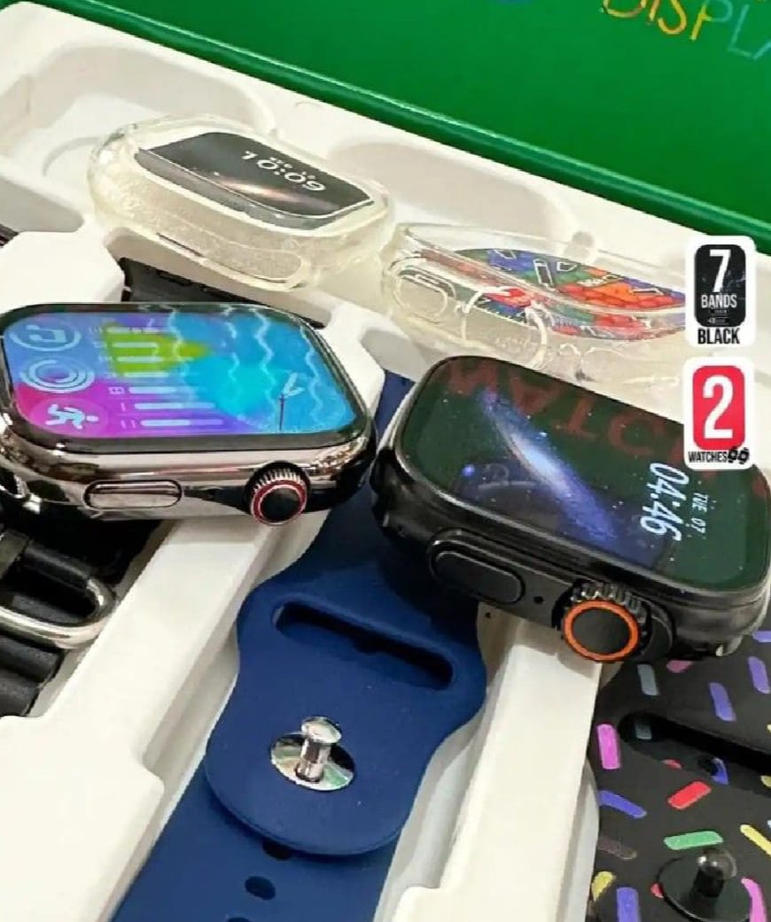 i50 Suit Max 11 in 1 set 2 smart watch Ultra 2 & watch 9 with 7 Different straps and 2 Watch Cover Bluetooth and Touch smart watch