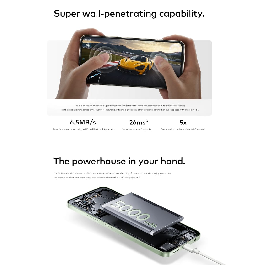 Itel S25 - 6+6GB RAM 128GB ROM 6.78" Super AMOLED Display 50MP Ultra Clear Camera 2K Video Shooting 18W Charger PTA Approved - 1 Year Brand Warranty