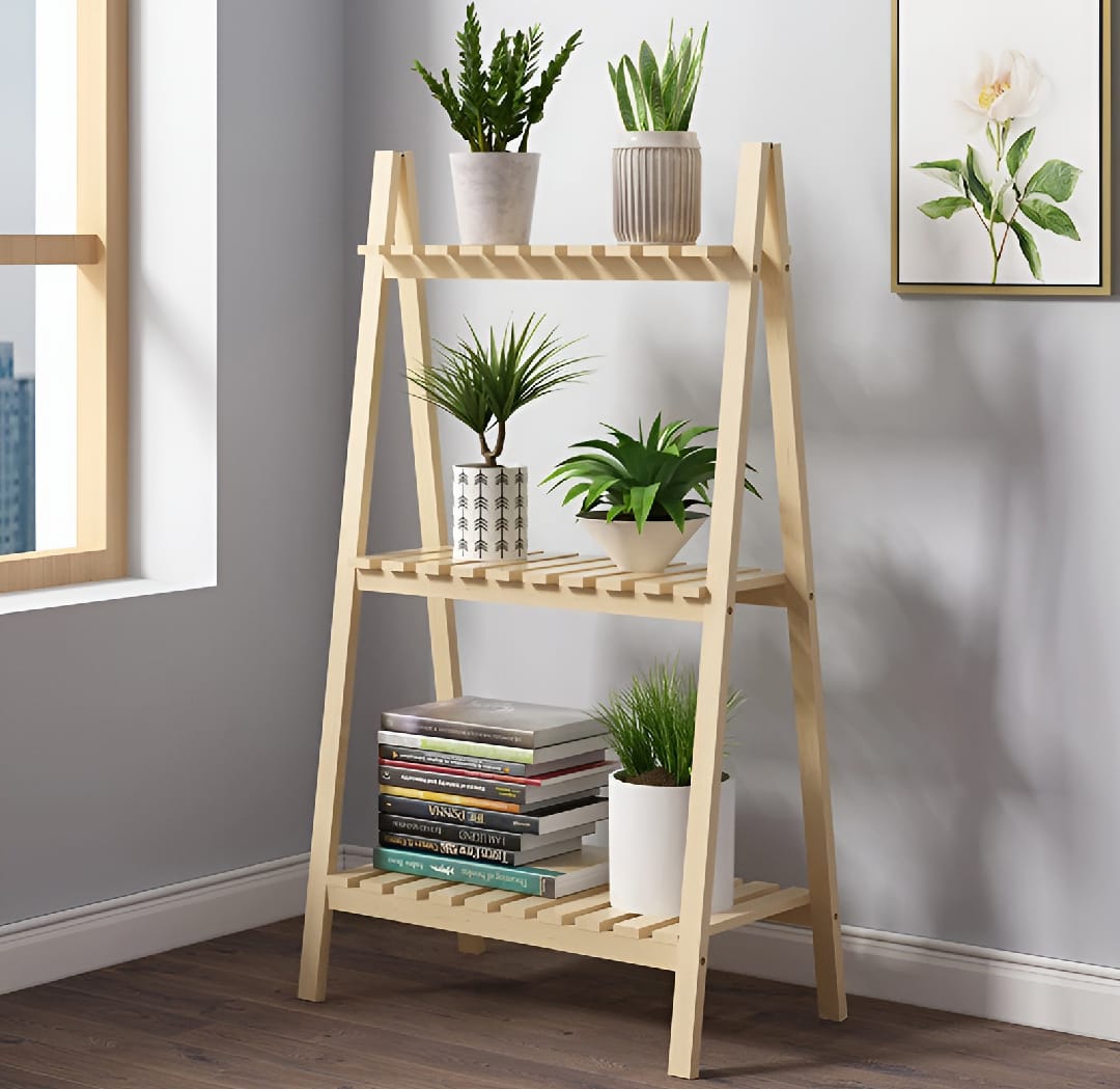 Wooden Plant Stand 2 Tier & 3 Tiers Foldable Flower Pot Display Shelf Rack Storage