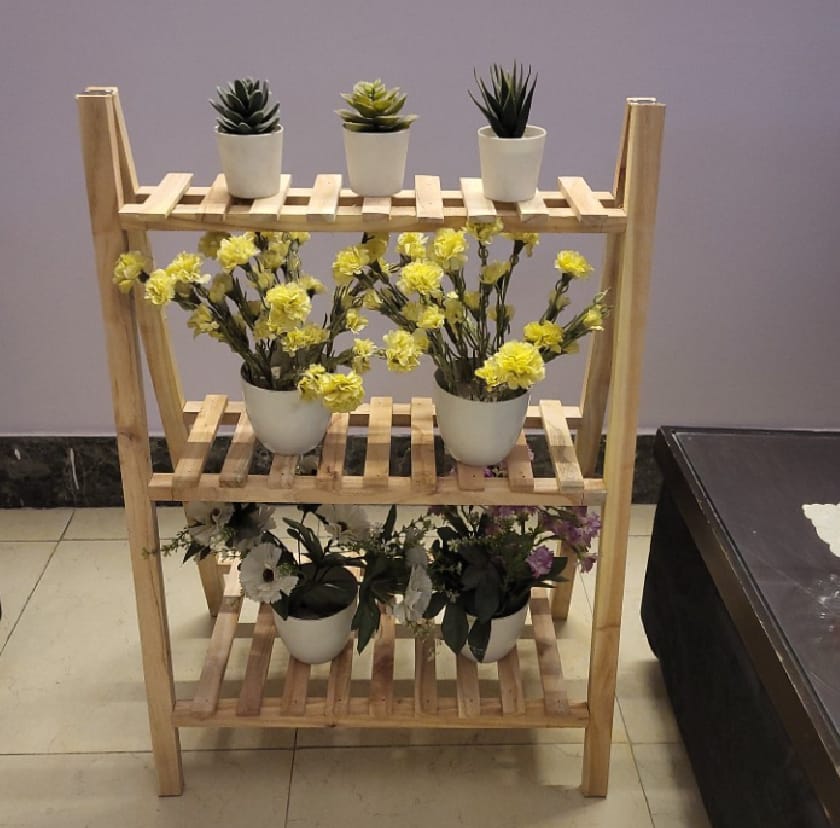 Wooden Plant Stand 2 Tier & 3 Tiers Foldable Flower Pot Display Shelf Rack Storage