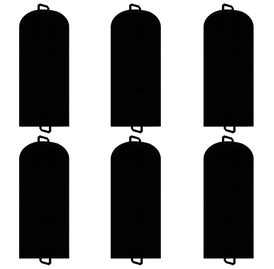 Pack of 6 60 Inches Black Dress Covers Dustproof and Waterproof Storage bags for Clothes, Dress Cover, Closet Organizer, Zipper Bag, Wardrobe Organizer