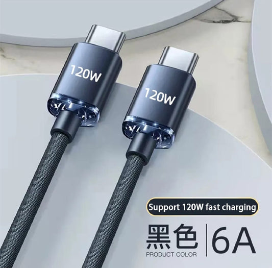 120W Type C to Type C Cable Fast Charging Cord Quick Charge Phone Cables For Samsung Xiaomi Huawei Realme