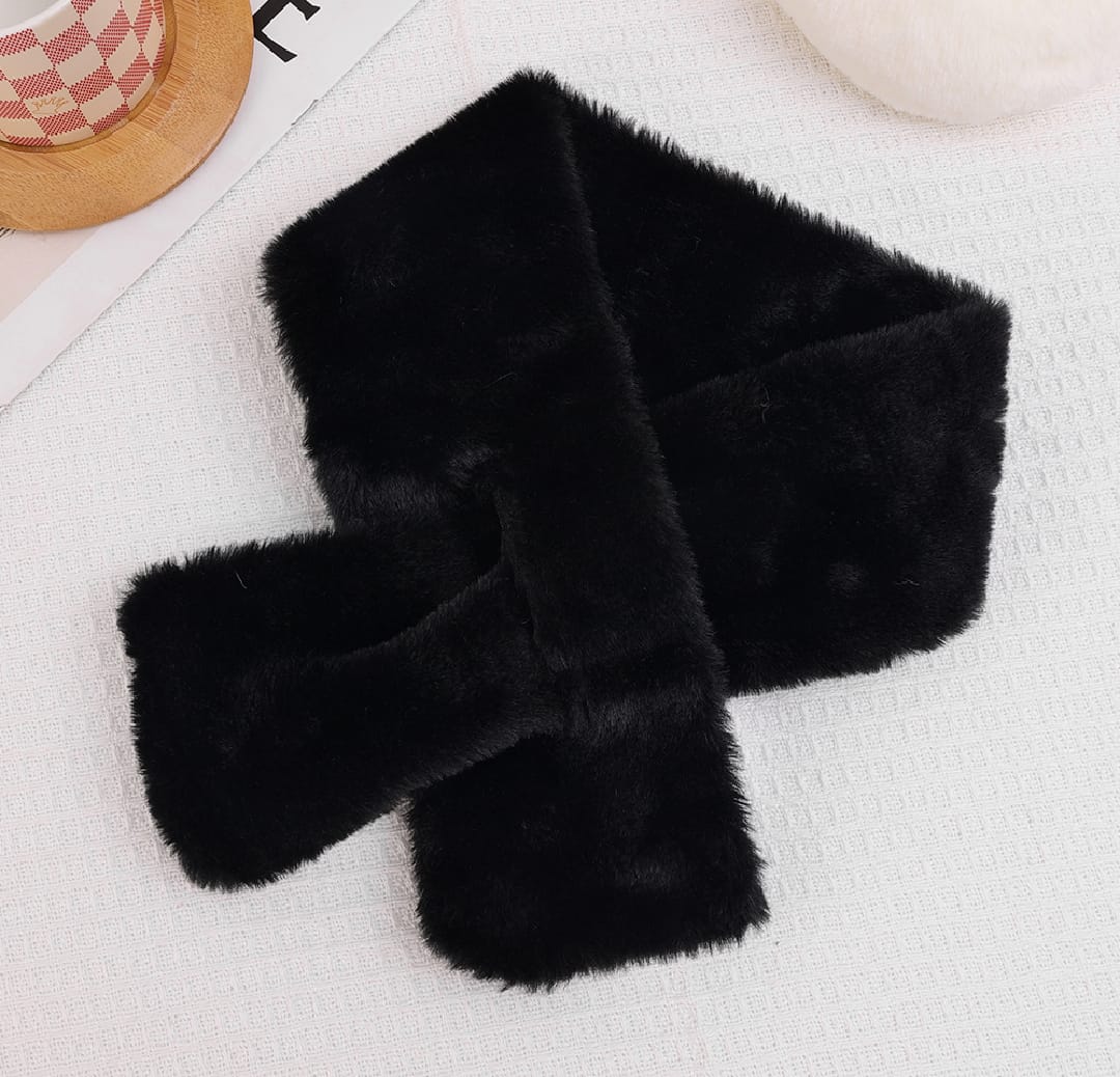 Solid Color Rabbit Fur Plush Shawl Scarfs Winter Warm Thicken Collar for Girls