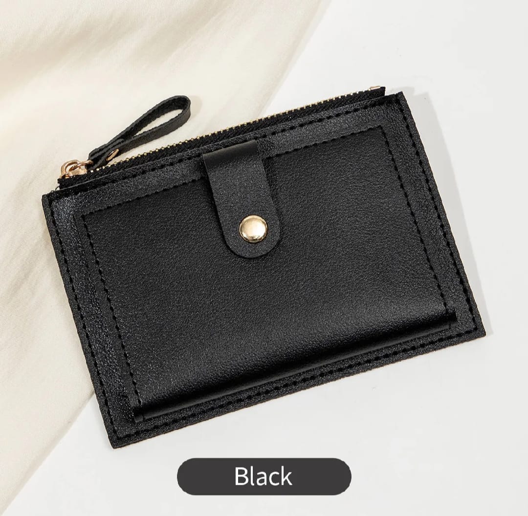 Minimalist and fashionable women's short card bag, ultra-thin mini PU leather zero wallet, women's credit card holder wallet