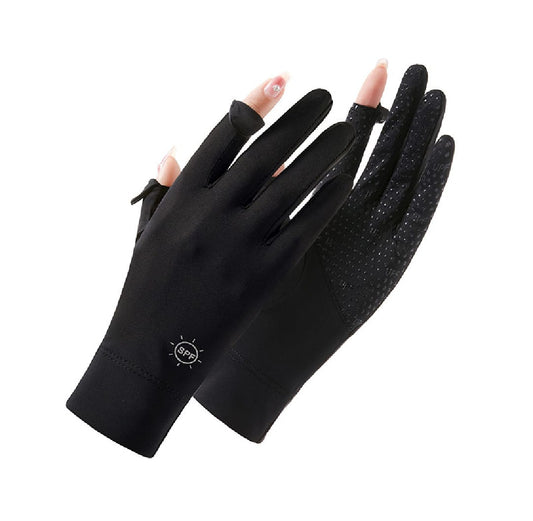 Outdoor Men & Women Cycling Driving Sunscreen Thin Sun Protection Ice Silk Anti-UV Gloves