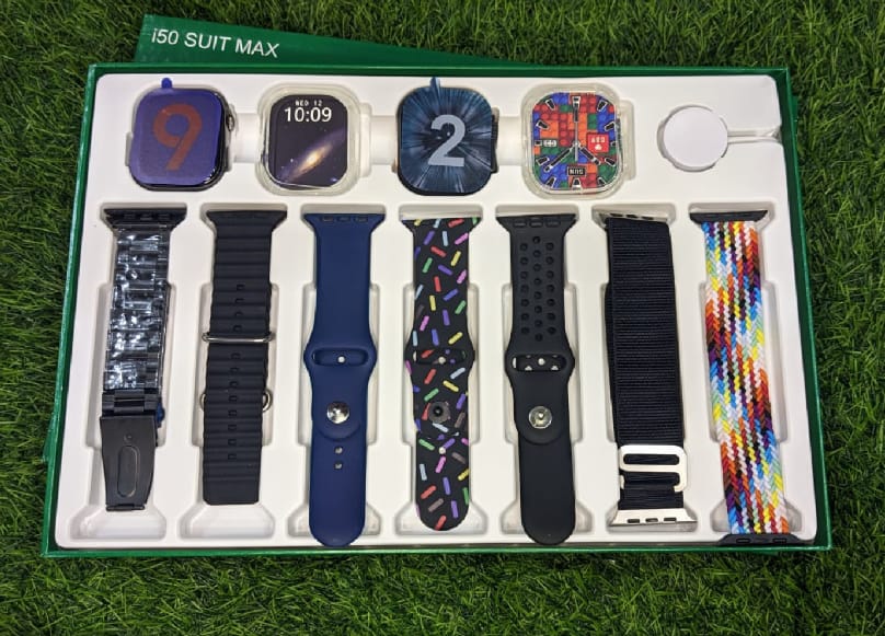 i50 Suit Max 11 in 1 set 2 smart watch Ultra 2 & watch 9 with 7 Different straps and 2 Watch Cover Bluetooth and Touch smart watch