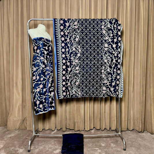 Palachi (پلچھی) Design 106 Velvet Unstitch Suit in Elegant Design & Colors (Shalwar, Kameez & Dubatta)