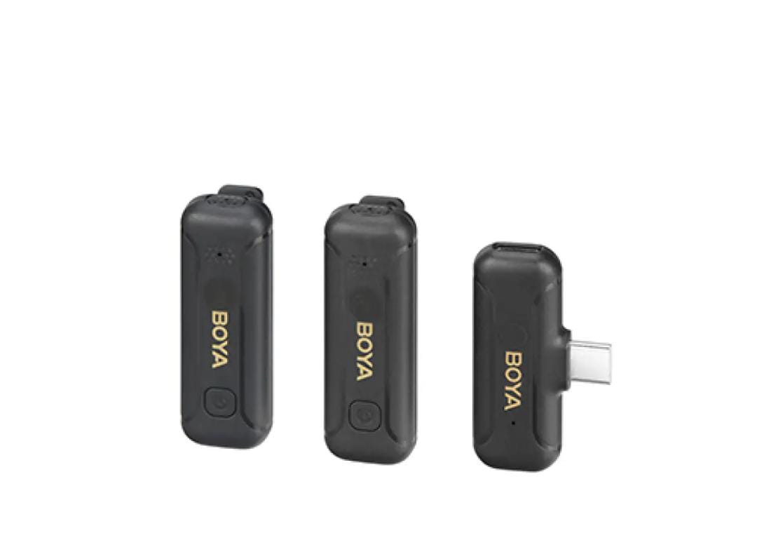 Dual Channel Wireless Microphone System with USB Type-C & iPhone Connector for Mobile Devices