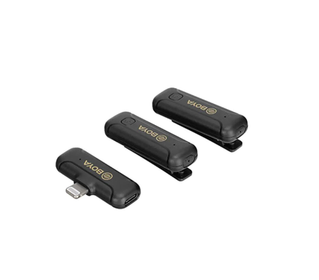 Dual Channel Wireless Microphone System with USB Type-C & iPhone Connector for Mobile Devices