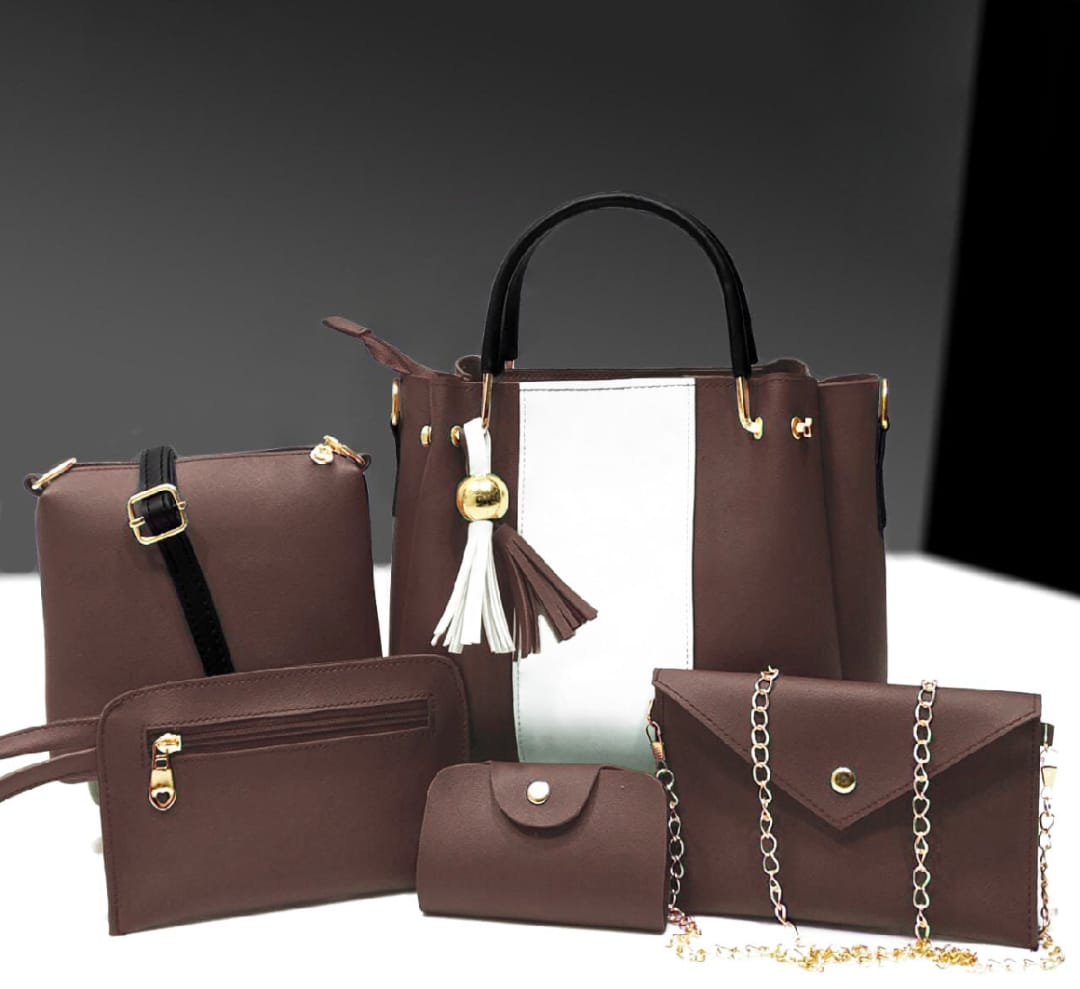 Elegant design Hand bags for girls pack of 5 piece set with long strap