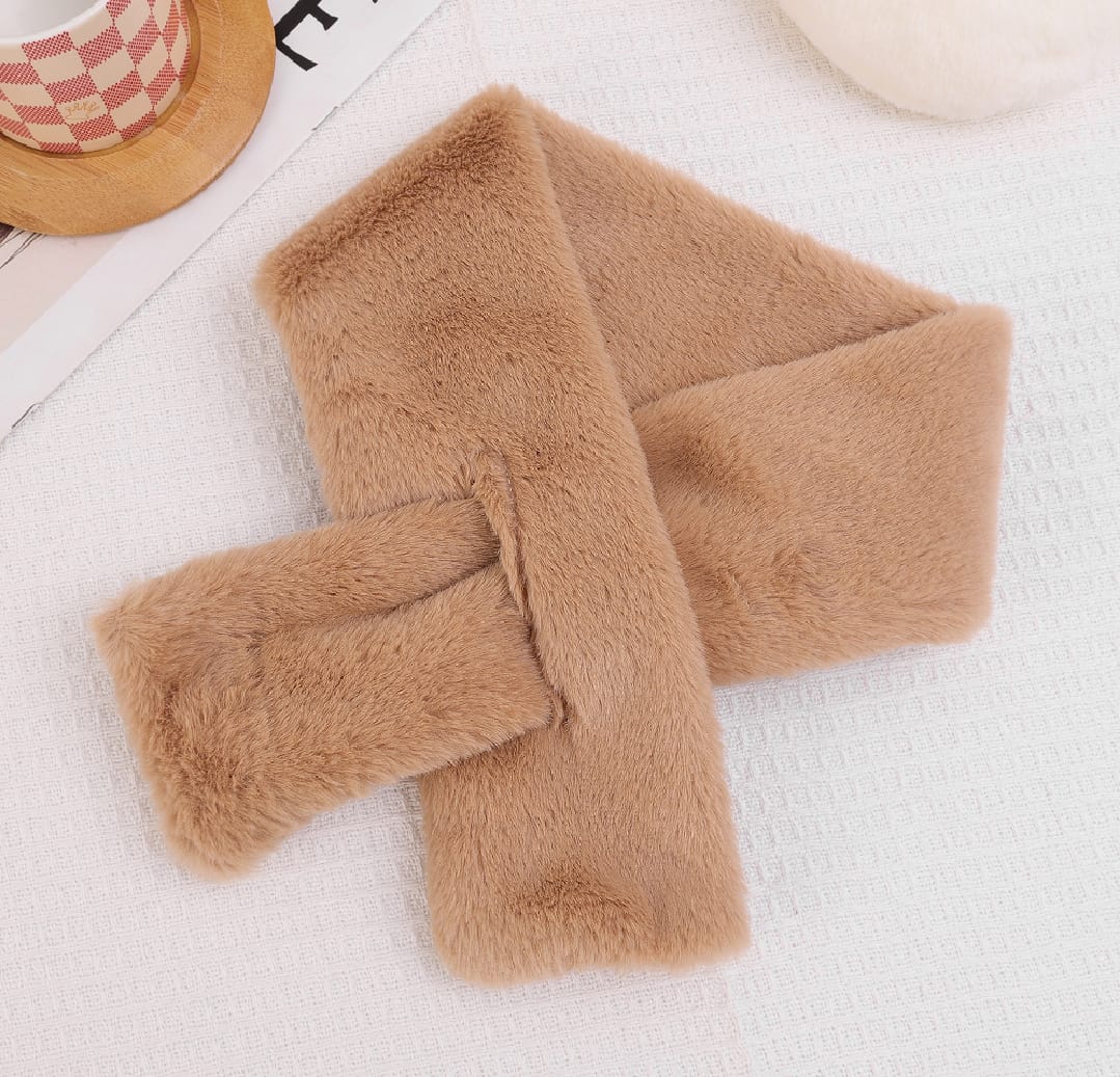Solid Color Rabbit Fur Plush Shawl Scarfs Winter Warm Thicken Collar for Girls
