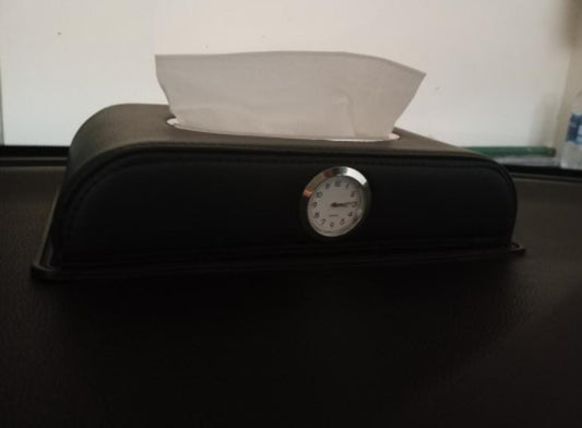 Premium Quality Car Tissue Box Holder with Small Clock