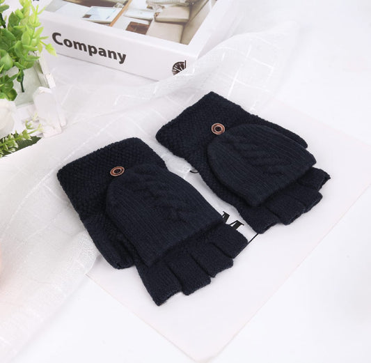Girls Men Fashion Thermal Soft Cover Half Finger Mittens
