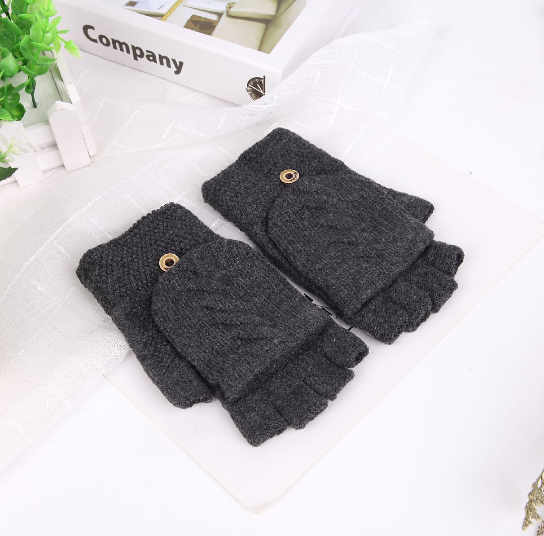 Girls Men Fashion Thermal Soft Cover Half Finger Mittens