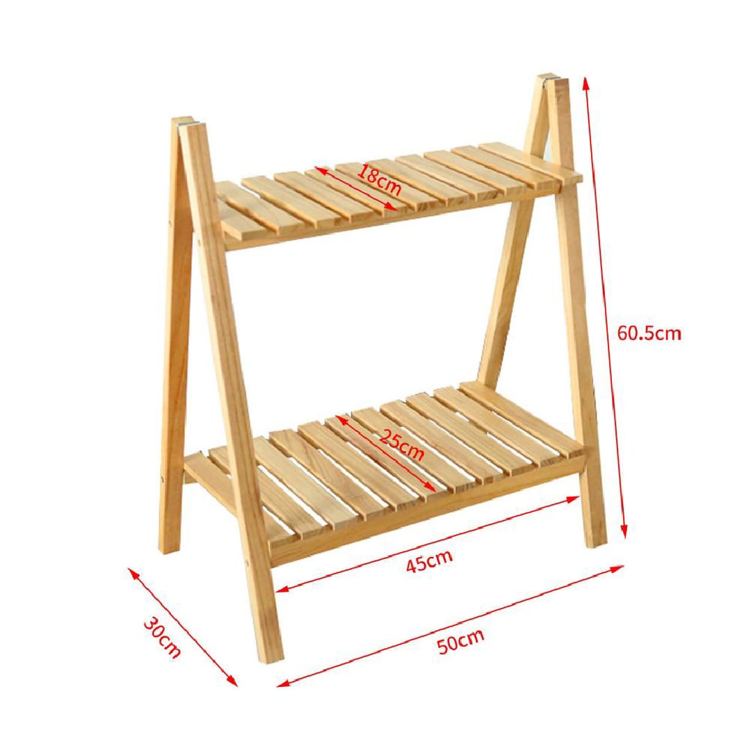 Wooden Plant Stand 2 Tier & 3 Tiers Foldable Flower Pot Display Shelf Rack Storage
