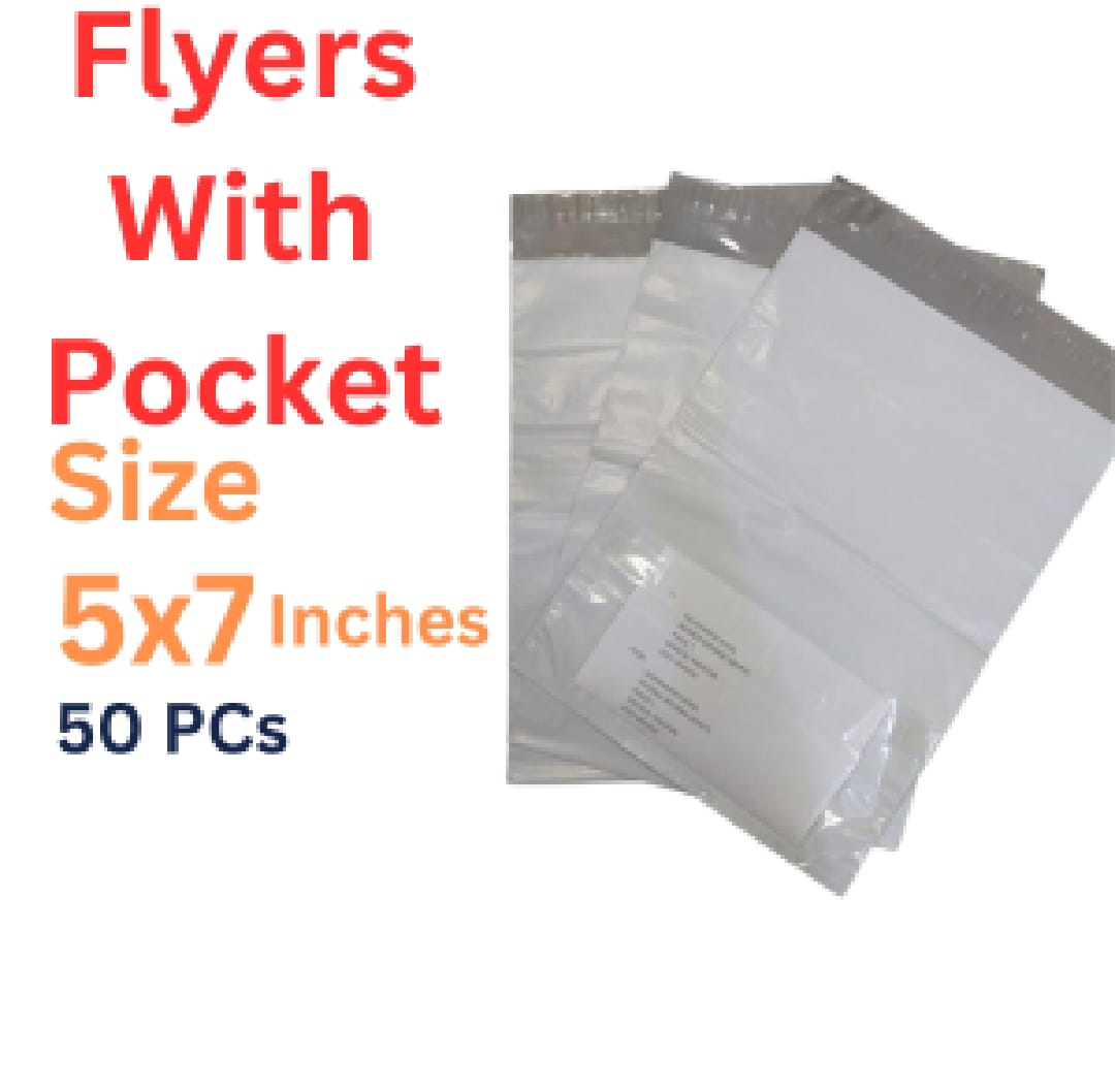 50 pcs Ecommerce Shipping Courier Flyer Bag with Pocket all sizes Tear Resistant Water Proof Durable Strong Self Seal Adhesive Strip Highly Reliable Economical Packaging Material