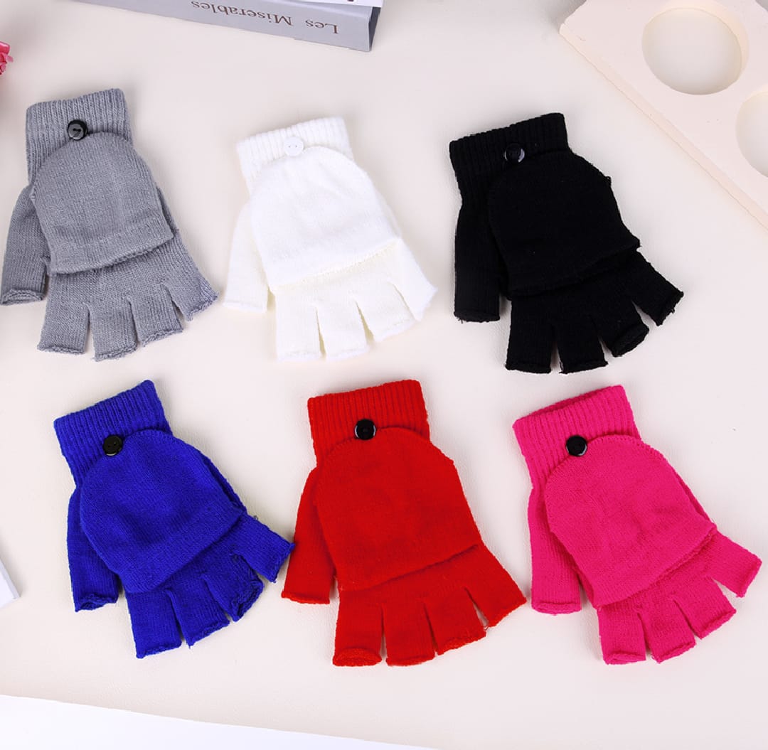 Women Men Winter Knitted Wool Thicken Warm Gloves