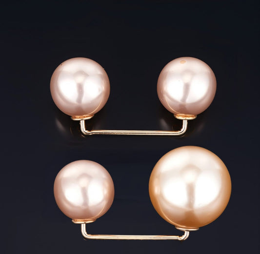 Fashion Versatile Women Girls Tighten Waist Pin Double Imitation Pearl Brooches Sweater Cardigan Fixed Brooch Clothing Accessories