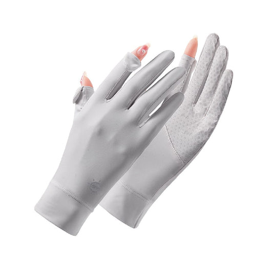 Outdoor Men & Women Cycling Driving Sunscreen Thin Sun Protection Ice Silk Anti-UV Gloves