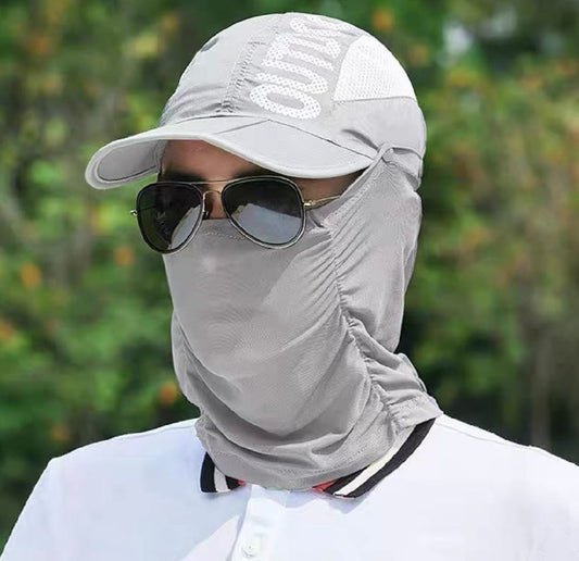 Summer Sun Cap & mask men and women UV protection sun hats cycling folding breathable face-covering fishing Cap for farm work