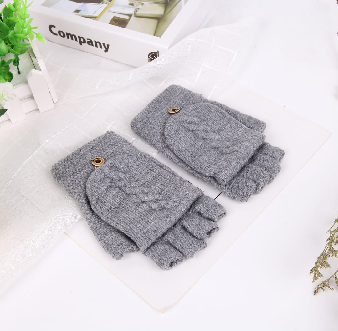 Girls Men Fashion Thermal Soft Cover Half Finger Mittens