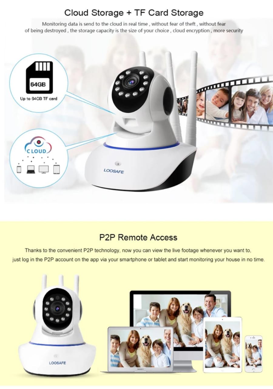 Hightech Wireless WIFI CCTV IP 1MP Camera 720P view PTZ With Triple Antenna v380