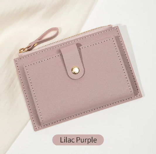 Minimalist and fashionable women's short card bag, ultra-thin mini PU leather zero wallet, women's credit card holder wallet