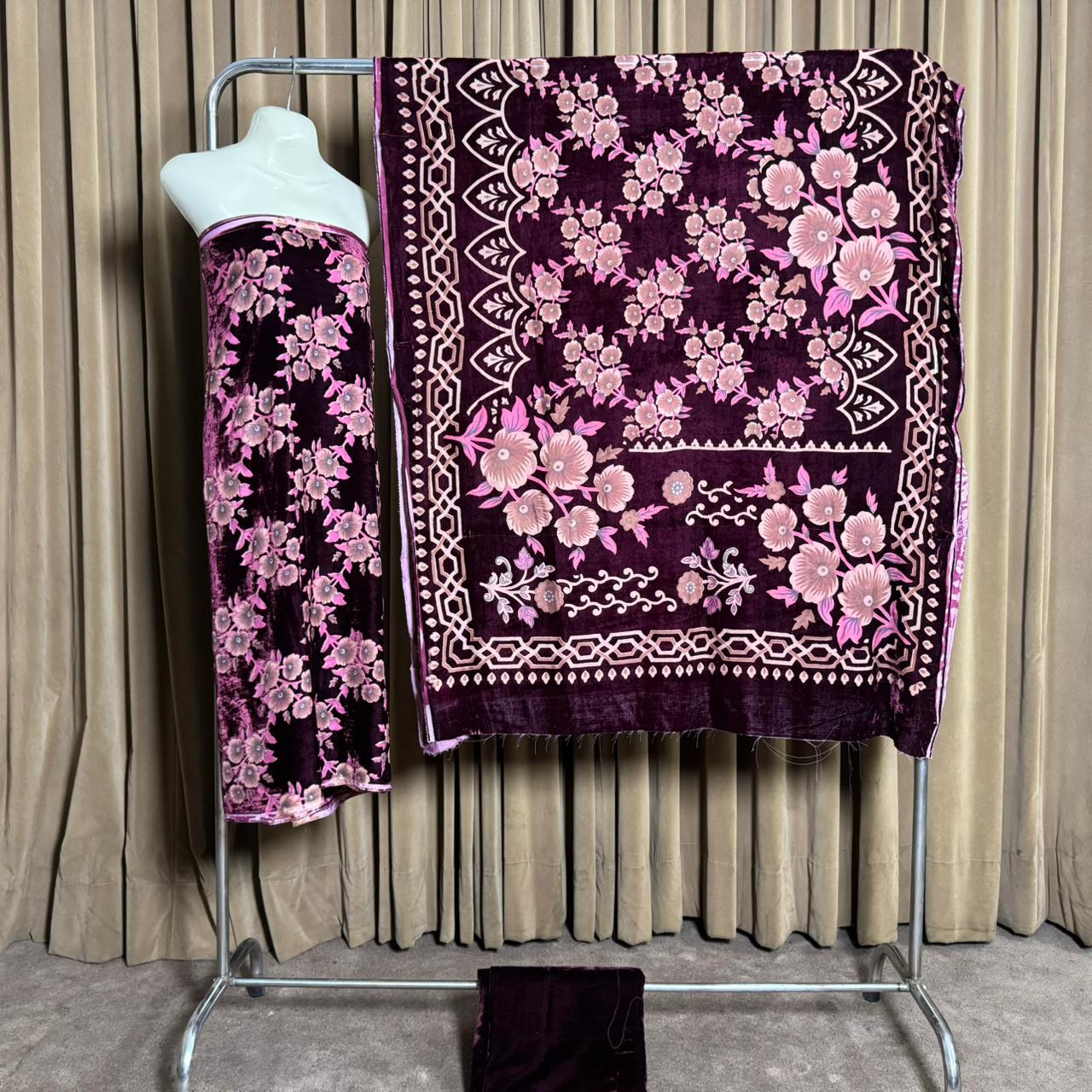 Palachi (پلچھی) Design 105 Velvet Unstitch Suit in Elegant Design & Colors (Shalwar, Kameez & Dubatta)