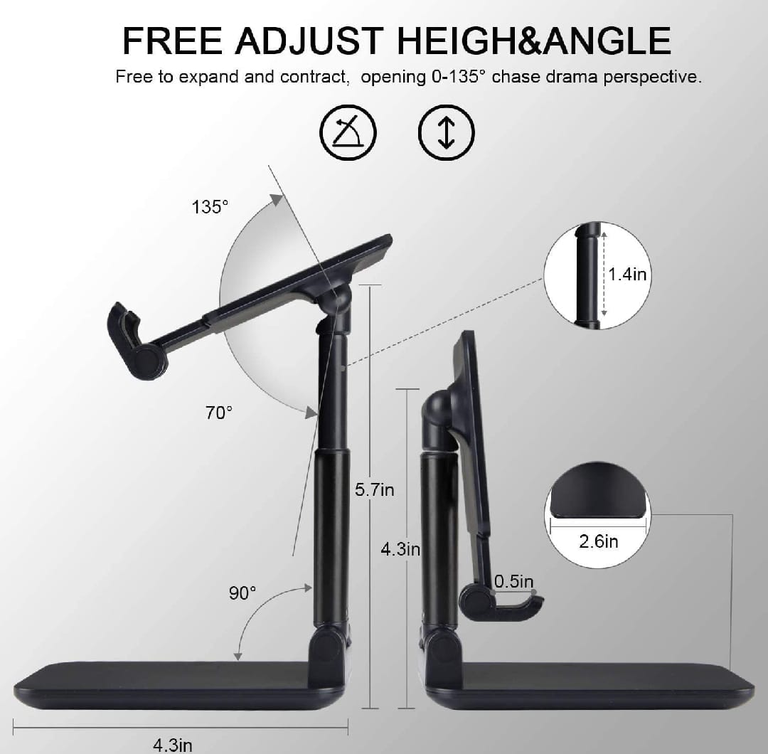 Mobile & Tablet Holder | Premier Quality Product | Adjustable and Flexible Stand | Compact Pocket Size | Easy to Carry | Best for Study and Office Use | Compatible with all size Mobile