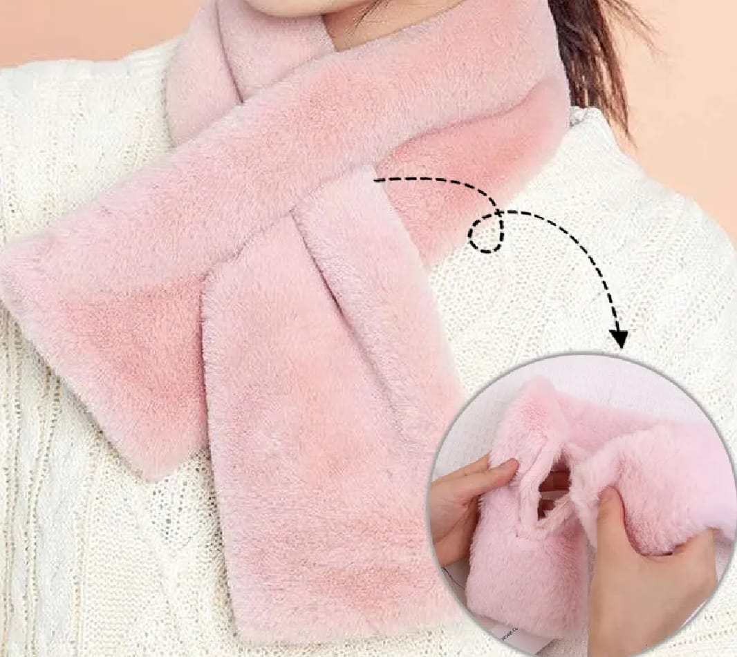 Solid Color Rabbit Fur Plush Shawl Scarfs Winter Warm Thicken Collar for Girls
