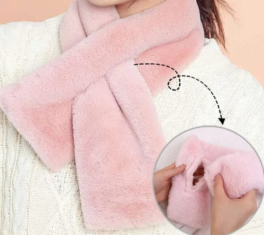 Solid Color Rabbit Fur Plush Shawl Scarfs Winter Warm Thicken Collar for Girls