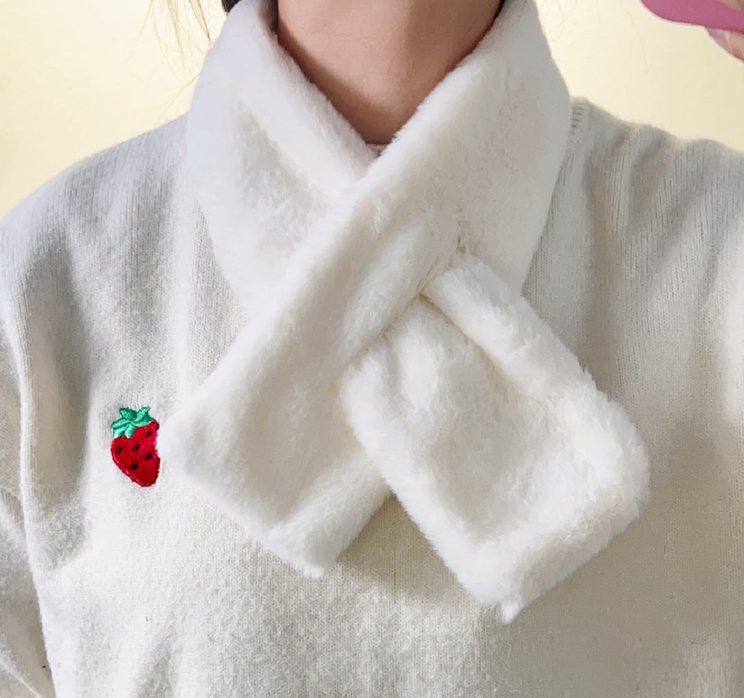 Solid Color Rabbit Fur Plush Shawl Scarfs Winter Warm Thicken Collar for Girls