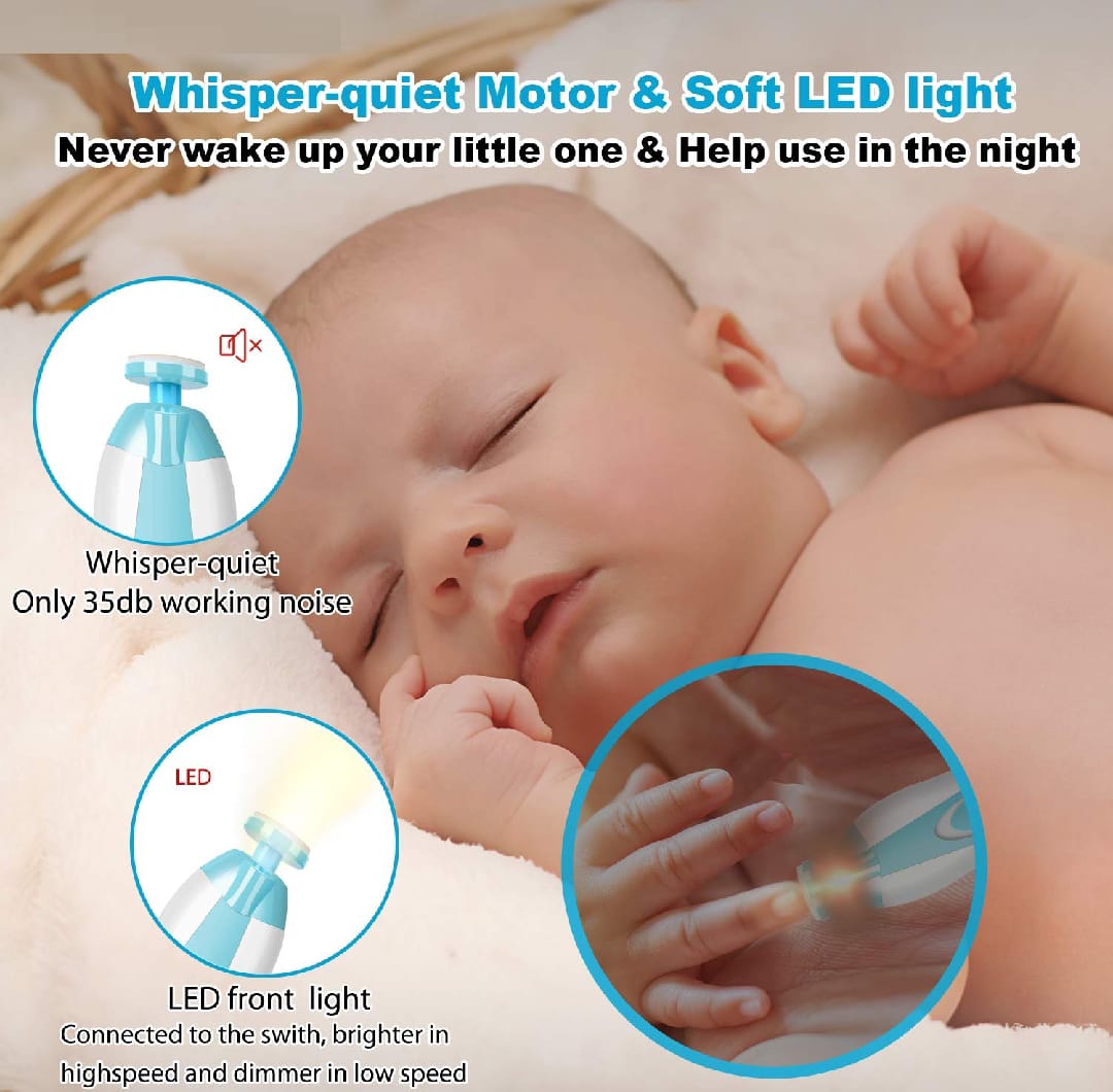Baby Nail Trimmer with 6 Grinding Heads and LED Light for Babies and Newborns