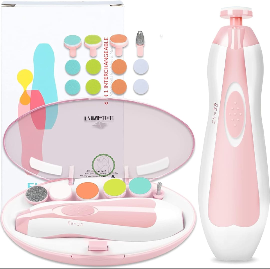 Baby Nail Trimmer with 6 Grinding Heads and LED Light for Babies and Newborns