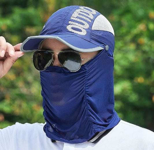 Summer Sun Cap & mask men and women UV protection sun hats cycling folding breathable face-covering fishing Cap for farm work