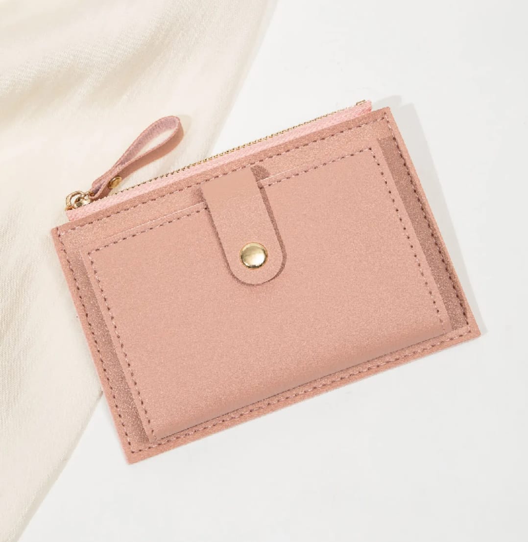 Minimalist and fashionable women's short card bag, ultra-thin mini PU leather zero wallet, women's credit card holder wallet