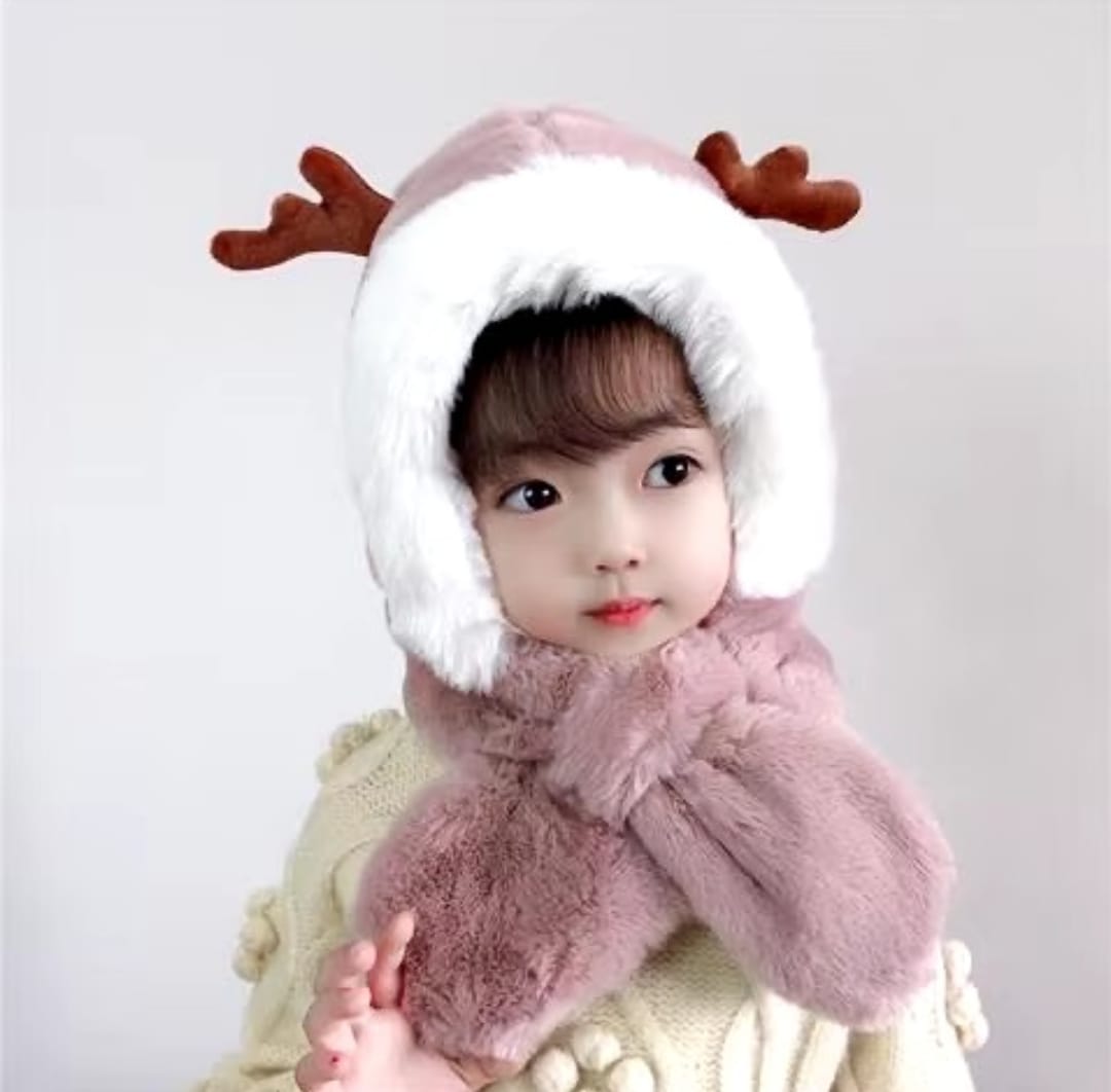 Baby Winter Warm Hat Scarf Girls Boys Winter Hat Earflap Hoodie Scarf Children Winter Thicken Ear Hat for Infant Baby Accessory