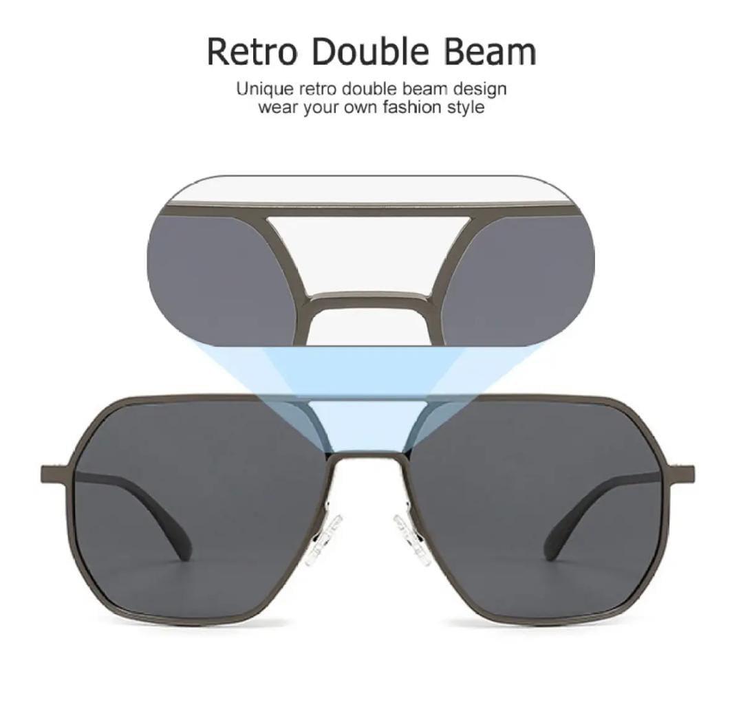 Large Frame Double Beam TAC Polarized Unisex Fashion Clean Vision Sunglasses for Men