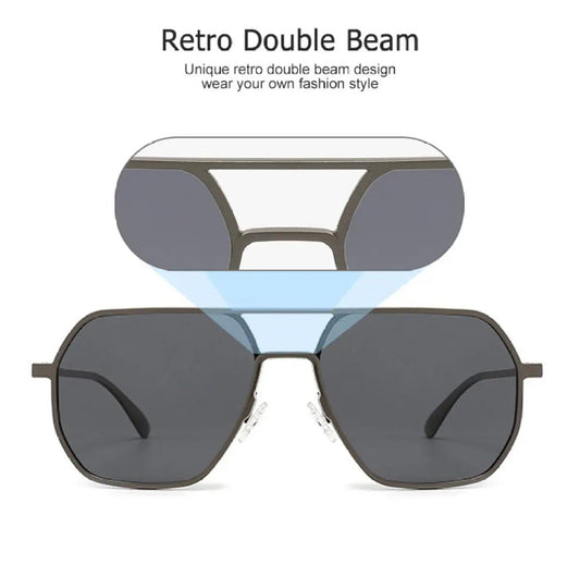 Large Frame Double Beam TAC Polarized Unisex Fashion Clean Vision Sunglasses for Men