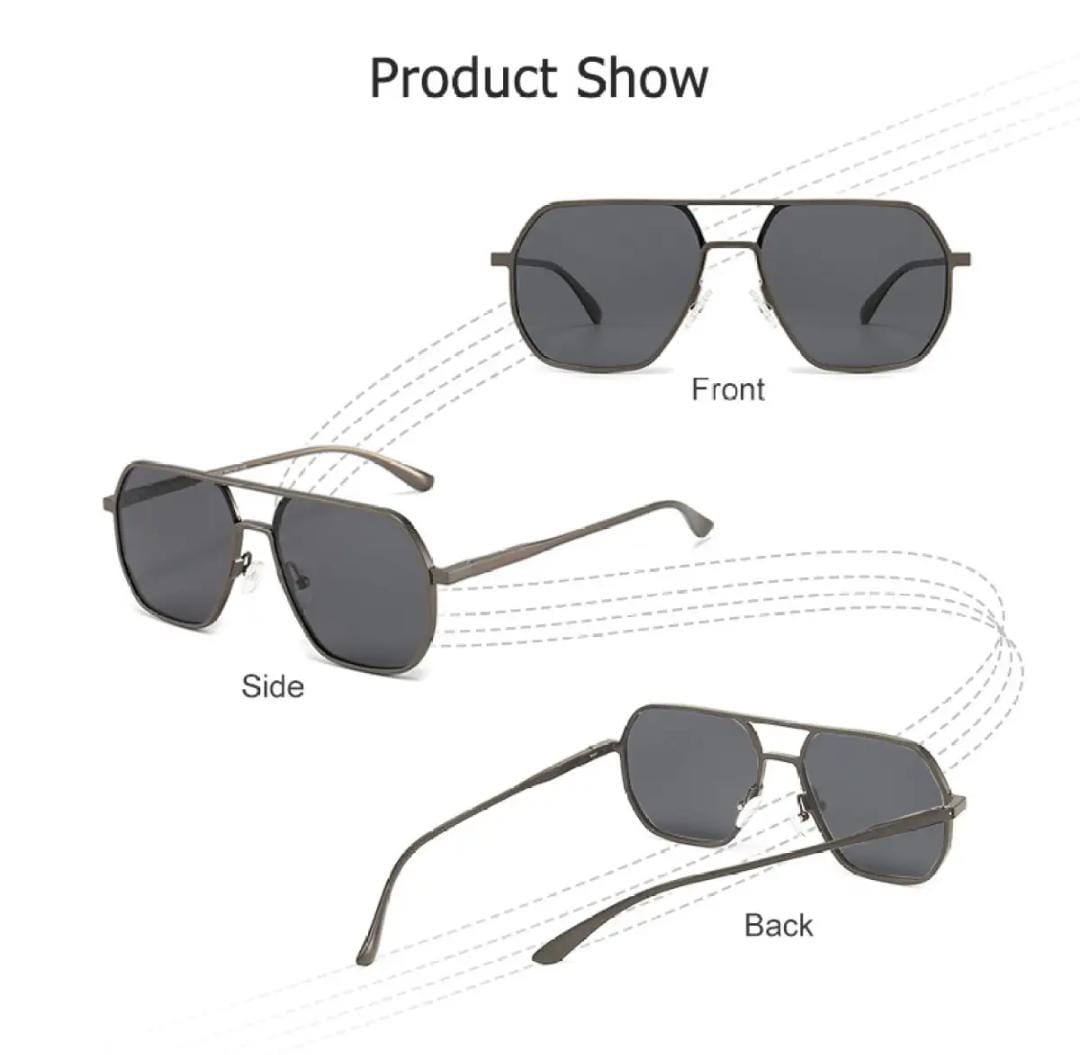 Large Frame Double Beam TAC Polarized Unisex Fashion Clean Vision Sunglasses for Men