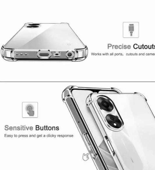 Oppo A38 4G Back Cover Bumper Transparent Soft Clear Silicon Jelly Back Case Imported