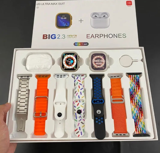 I20 Ultra Max Smartwatch Suit: 10-In-1 Multifunctional Wearable
