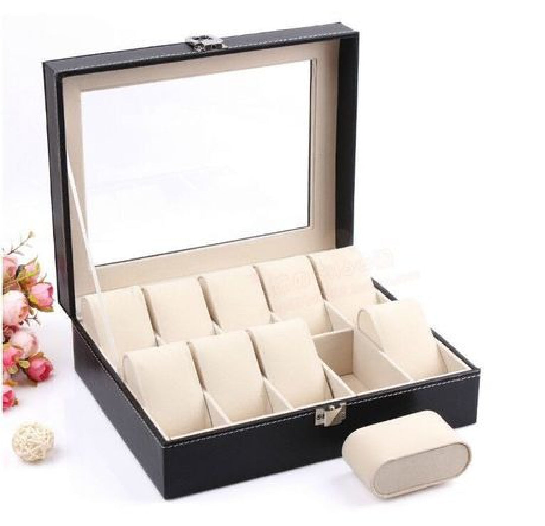 Leather Watch Box Case Holder Organizer Storage Box for Watches Display Best Gift 3/6/10/12 Grid