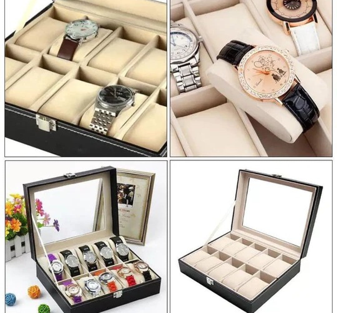 Leather Watch Box Case Holder Organizer Storage Box for Watches Display Best Gift 3/6/10/12 Grid