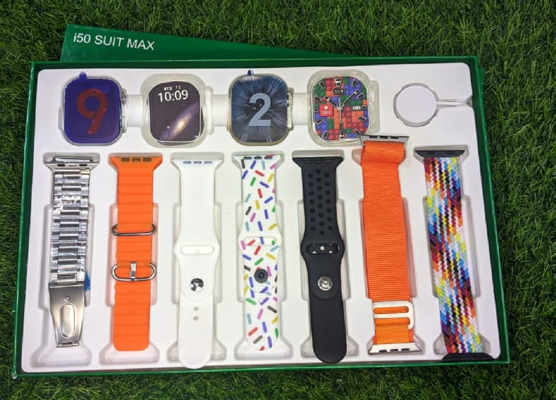 i50 Suit Max 11 in 1 set 2 smart watch Ultra 2 & watch 9 with 7 Different straps and 2 Watch Cover Bluetooth and Touch smart watch
