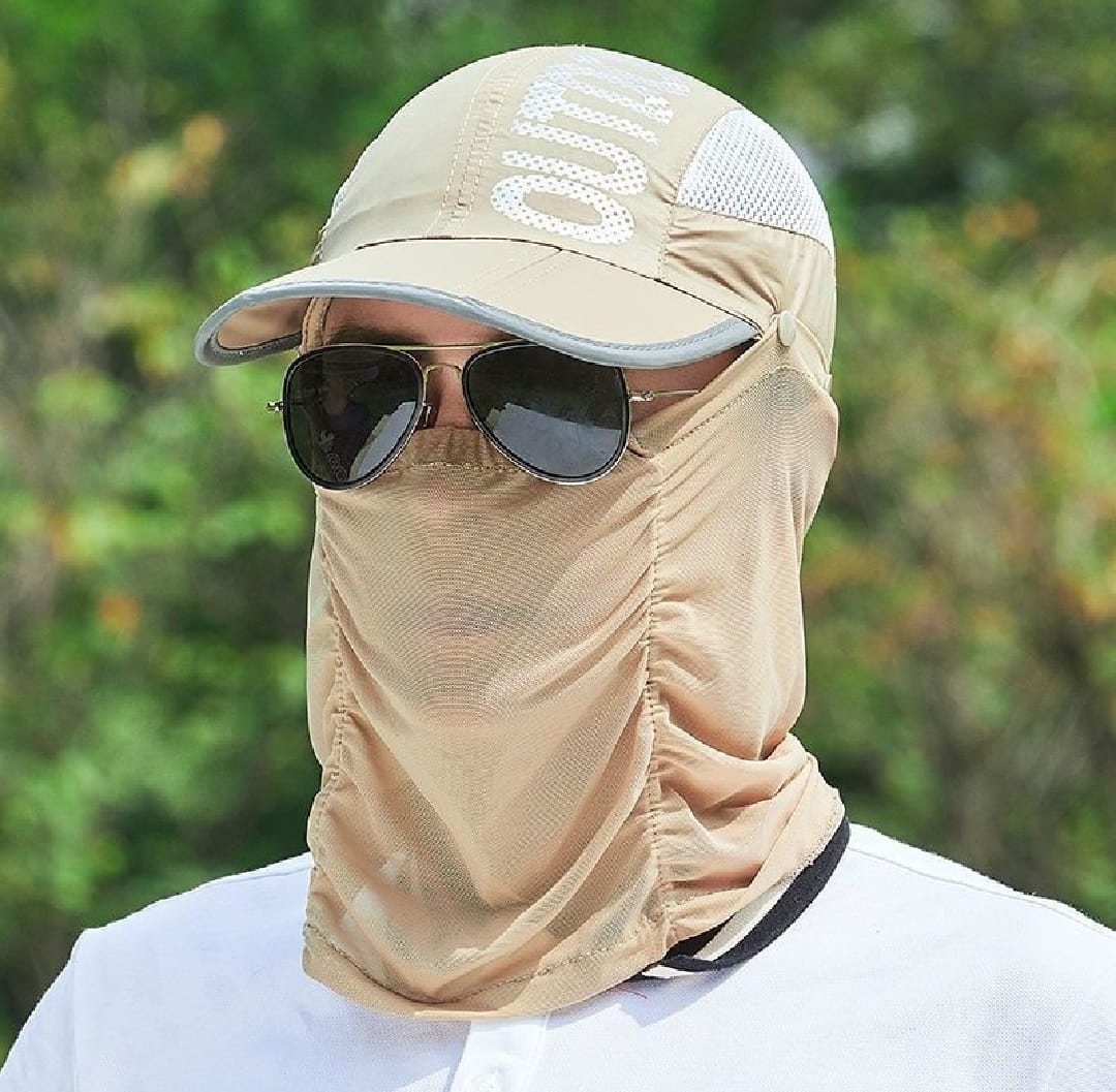 Summer Sun Cap & mask men and women UV protection sun hats cycling folding breathable face-covering fishing Cap for farm work